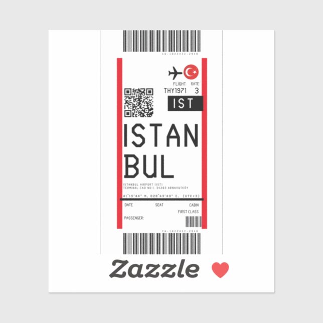 Boarding pass to Istanbul (IST) Sticker (Sheet)