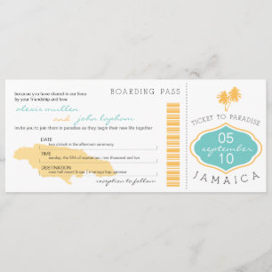 Boarding Pass to Jamaica Wedding Invitation
