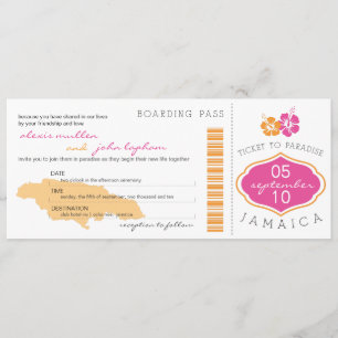 Boarding Pass to Jamaica Wedding Invitation
