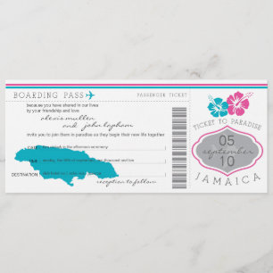 Boarding Pass to Jamaica Wedding Invitation