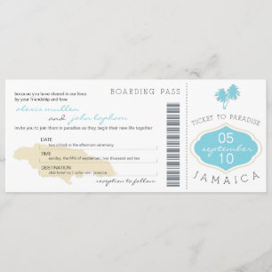 Boarding Pass to Jamaica Wedding Invitation