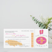 Boarding Pass to Jamaica Wedding Invitation (Standing Front)