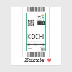 Boarding pass to Kochi Kerala (COK) Sticker