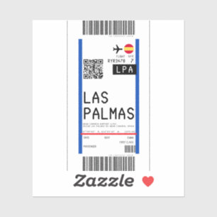 Boarding pass to Las Palmas Spain (LPA) Sticker