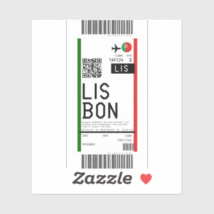 Boarding pass to Lisbon (LIS) Sticker