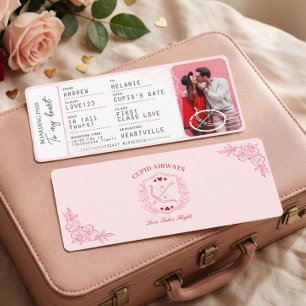 Boarding Pass To Love Plane Ticket Valentine's Day Holiday Card