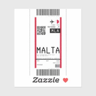 Boarding pass to Malta (MLA) Sticker