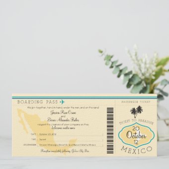 Boarding Pass to Mexico Wedding Invitation | Zazzle