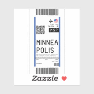 Boarding pass to Minneapolis (MSP) Sticker