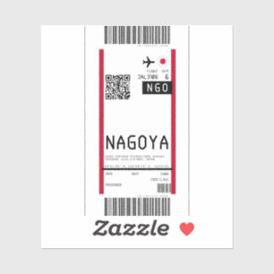 Boarding pass to Nagoya Japan (NGO) Sticker