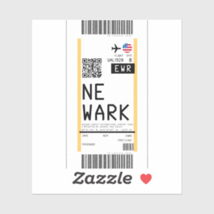 Boarding pass to Newark (EWR) Sticker