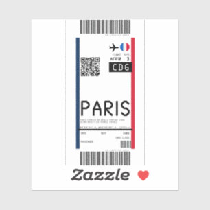 Boarding pass to Paris (CDG) Sticker