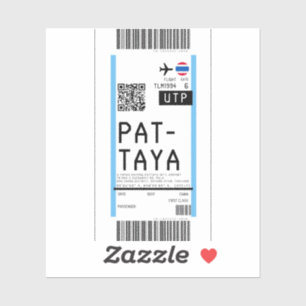 Boarding pass to Pattaya Thailand (UTP) Sticker