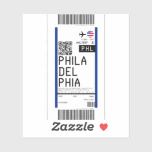 Boarding pass to Philadelphia (PHL) Sticker