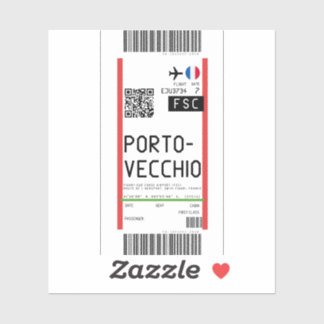 Boarding pass to Porto-Vecchio Corsica (FSC) Sticker