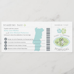 Boarding Pass to Portugal Wedding Invitation