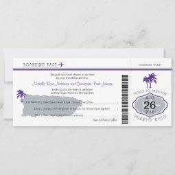 Boarding Pass to Puerto Rico Wedding Invitation | Zazzle