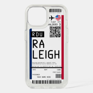 Boarding pass to Raleigh (RDU) Custom Name case