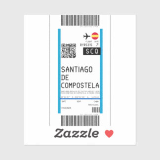 Boarding pass to Santiago de Compostela (SCQ) Sticker