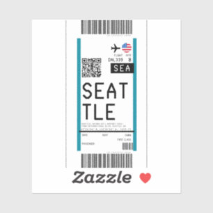 Boarding pass to Seattle (SEA) Sticker