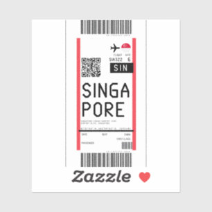 Boarding pass to Singapore (SIN) Sticker