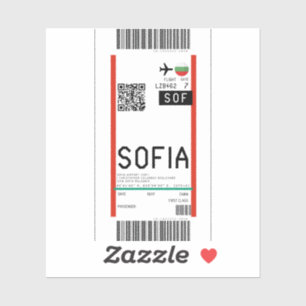 Boarding pass to Sofia (SOF) Sticker