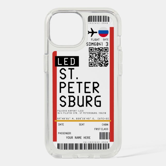 Boarding pass to St. Petersburg Custom Name Case (Front)