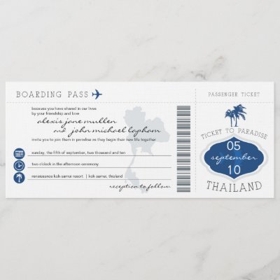 Boarding Pass to Thailand Wedding Invitation