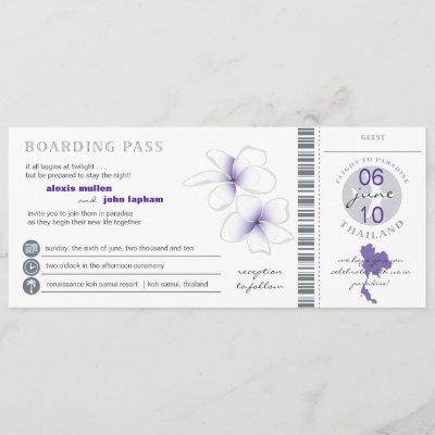 Boarding Pass to Thailand Wedding Invitation