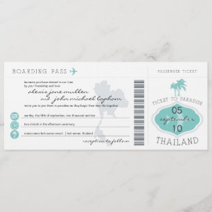 Boarding Pass to Thailand Wedding Invitation