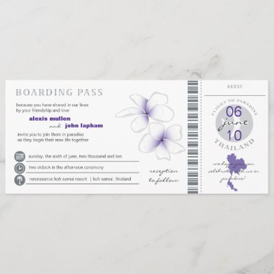 Boarding Pass to Thailand Wedding Invitation