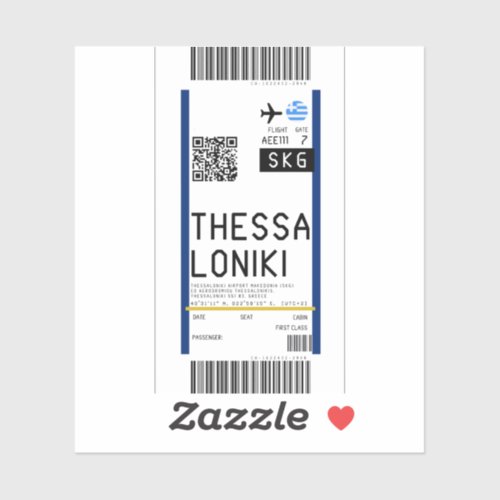 Boarding pass to Thessaloniki SKG Sticker