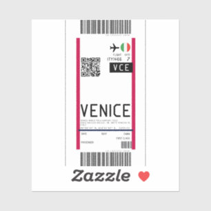 Boarding pass to Venice (VCE) Sticker