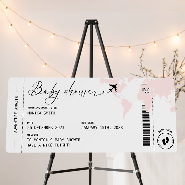 Boarding pass Travel Baby Shower Welcome Sign (In Situ (Stand))