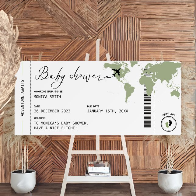 Boarding pass Travel Baby Shower Welcome Sign (boarding pass welcome sign baby shower)