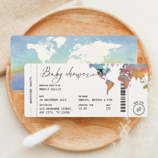 Boarding Pass Travel Gender Neutral Baby Shower Invitation