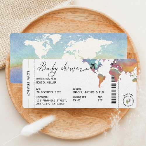 Boarding Pass Travel Gender Neutral Baby Shower Invitation