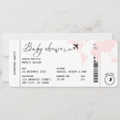 Boarding Pass Travel Modern Pink Girl Baby Shower Invitation (Front)