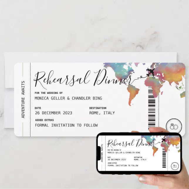 Boarding Pass Travel Rehearsal Dinner Wedding Invitation | Zazzle