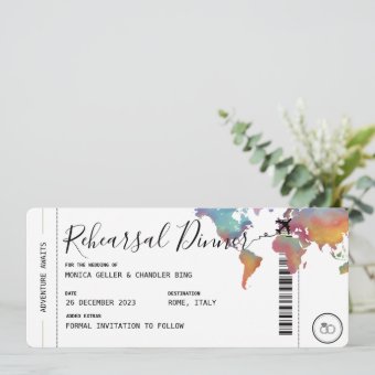 Boarding Pass Travel Rehearsal Dinner Wedding Invitation | Zazzle