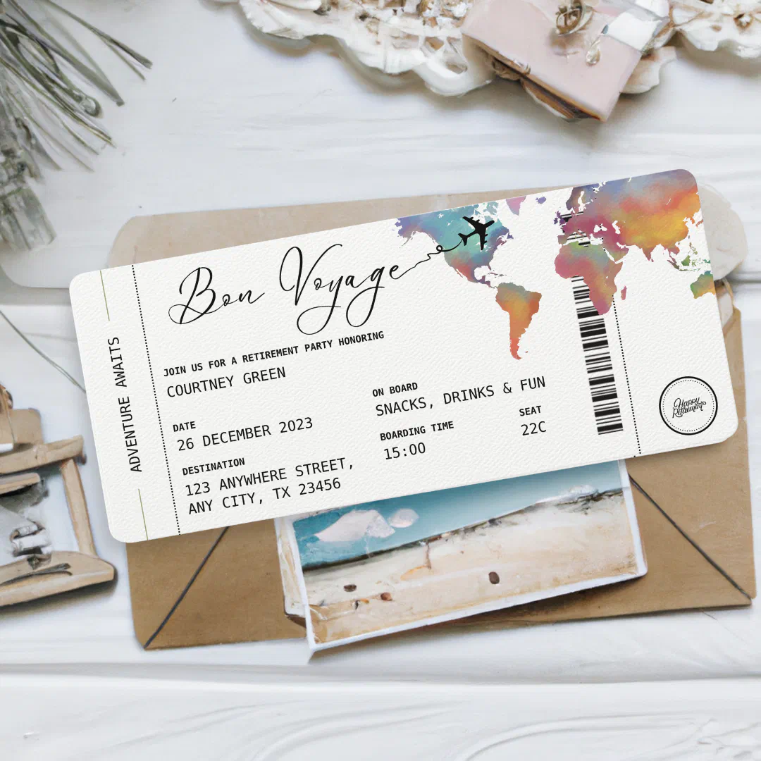 Boarding Pass Travel Retirement Party Invitation (Creator Uploaded)