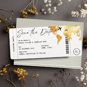 Boarding Pass Travel Save the Date Wedding Invitat Invitation