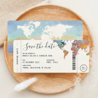 Boarding Pass Travel Save The Date Wedding Invitation | Zazzle