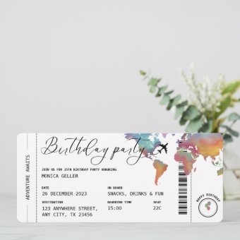 Boarding Pass Travel Themed Birthday Party Invitation | Zazzle