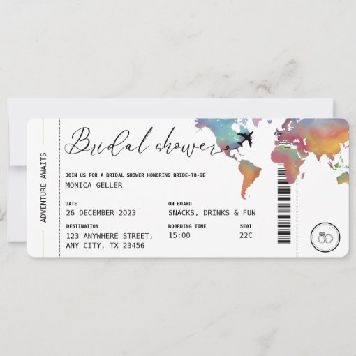 Boarding Pass Travel Themed Bridal Shower Invitation | Zazzle