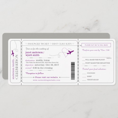 Boarding Pass Travel Ticket Wedding Invitation