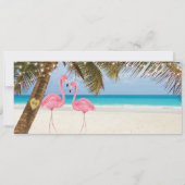Boarding Pass Tropical Beach Flamingo Wedding Invitation (Back)