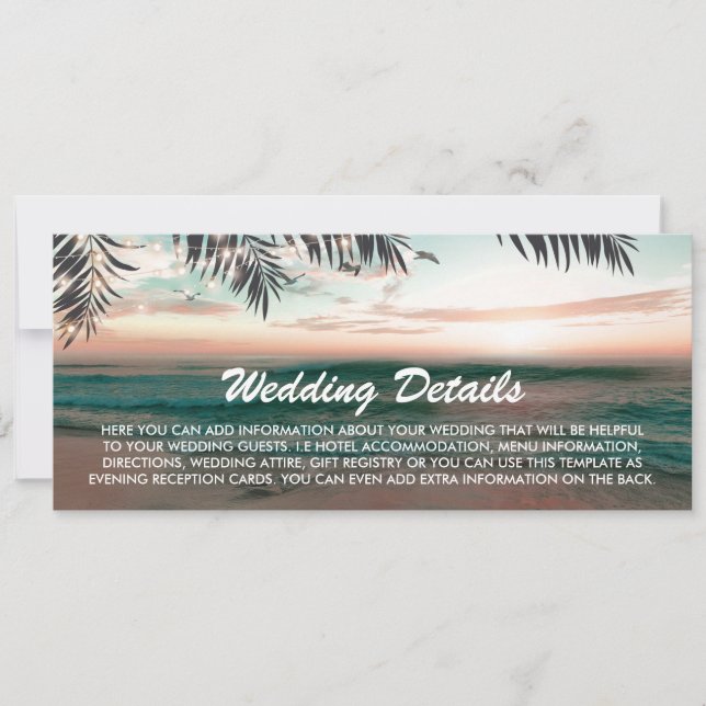 Boarding Pass Tropical Beach Wedding Details Invitation (Front)