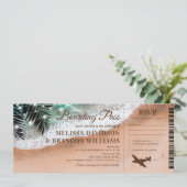 Boarding Pass Tropical Beach Wedding Invitation | Zazzle