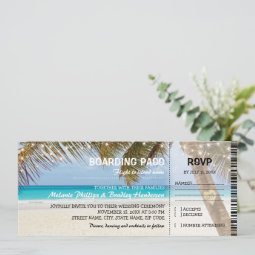 Boarding Pass Tropical Beach Wedding Invitation | Zazzle